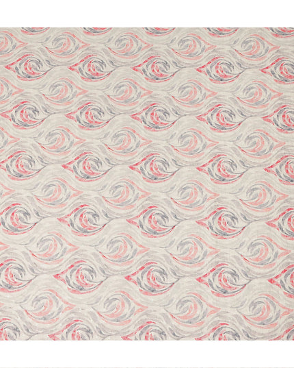 Off White Abstract Wave Print Cotton Lawn Fabric, 110 Cms Width, Made in India-D28281 - Regal Fabrics