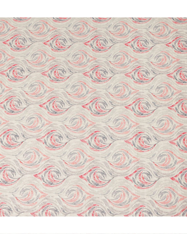 Off White Abstract Wave Print Cotton Lawn Fabric, 110 Cms Width, Made in India-D28281 - Regal Fabrics