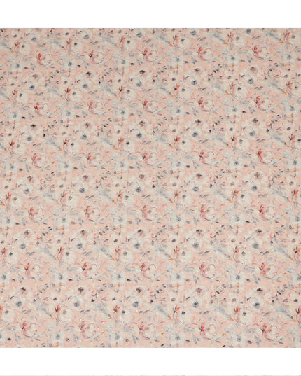 Peach Multicolor Abstract Floral Print Cotton Lawn Fabric, 110 Cms Width, Made in India-D28287 - Regal Fabrics