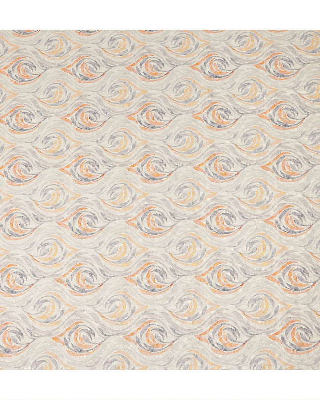 Off White Abstract Wave Print Cotton Lawn Fabric, 110 Cms Width, Made in India-D28280 - Regal Fabrics