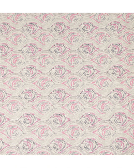 Off White Abstract Wave Print Cotton Lawn Fabric, 110 Cms Width, Made in India-D28282 - Regal Fabrics