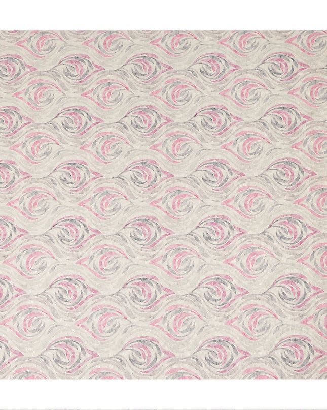 Off White Abstract Wave Print Cotton Lawn Fabric, 110 Cms Width, Made in India-D28282 - Regal Fabrics