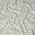 Beige Blue Abstract Floral Sketch Print Cotton Lawn Fabric, 110 Cms Width, Made in India-D28285 - Regal Fabrics