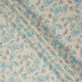Beige Blue Abstract Floral Sketch Print Cotton Lawn Fabric, 110 Cms Width, Made in India-D28285 - Regal Fabrics