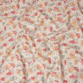 Beige Multicolor Abstract Floral Sketch Print Cotton Lawn Fabric, 110 Cms Width, Made in India-D28283 - Regal Fabrics