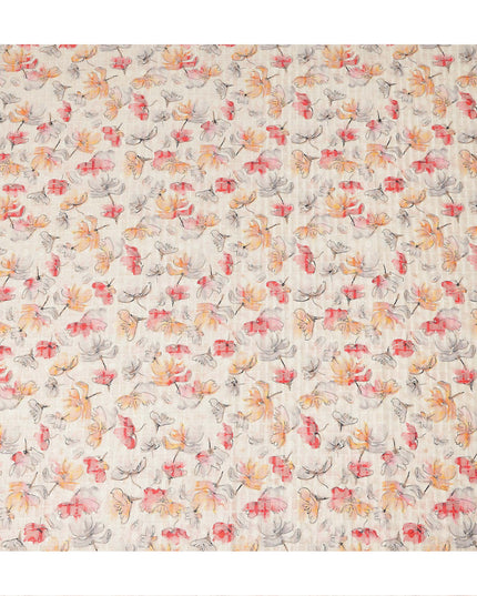 Beige Multicolor Abstract Floral Sketch Print Cotton Lawn Fabric, 110 Cms Width, Made in India-D28283 - Regal Fabrics
