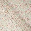 Ivory Multicolor Delicate Floral Vine Embroidered Cotton Lawn Fabric Soft Lightweight Botanical Threadwork Design Breathable Dressmaking Sewing Material 110 Cms Width Made in India-D28246 - Regal Fabrics