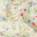 Ivory Multicolor Abstract Floral Embroidered Cotton Lawn Fabric Soft Lightweight Artistic Botanical Threadwork Dressmaking Sewing Material 110 Cms Width Made in India-D28248