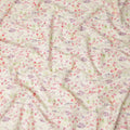 Cream Multicolor Delicate Floral Embroidered Cotton Lawn Fabric Soft Lightweight Botanical Threadwork Design Breathable Dressmaking Sewing Material 110 Cms Width Made in India-D28245