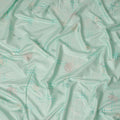 Mint Green Floral Printed Viscose Crepe Fabric Soft Lightweight Draping Rose Flower Grid Print Dressmaking Sewing Craft Apparel Material 110 Cms Width Made In India-D28387