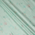 Mint Green Floral Printed Viscose Crepe Fabric Soft Lightweight Draping Rose Flower Grid Print Dressmaking Sewing Craft Apparel Material 110 Cms Width Made In India-D28387