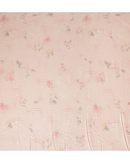 Peach Floral Printed Viscose Crepe Fabric Soft Lightweight Draping Material Rose Print Dressmaking Craft Fabric 110 Cms Width Smooth Flowing Apparel Sewing Fabric Made In India-D28384