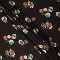 Black Floral Printed Viscose Crepe Fabric Soft Lightweight Draping Multicolor Flower Print Dressmaking Sewing Craft Apparel Material 110 Cms Width Made In India-D28390