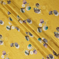 Mustard Yellow Floral Printed Viscose Crepe Fabric Soft Lightweight Draping Multicolor Flower Print Dressmaking Sewing Craft Apparel Material 110 Cms Width Made In India-D28389