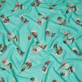 Turquoise Floral Printed Viscose Crepe Fabric Soft Lightweight Draping Multicolor Flower Print Dressmaking Sewing Craft Apparel Material 110 Cms Width Made In India-D28393