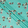Turquoise Floral Printed Viscose Crepe Fabric Soft Lightweight Draping Multicolor Flower Print Dressmaking Sewing Craft Apparel Material 110 Cms Width Made In India-D28393