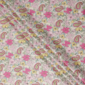 Cream Floral Paisley Printed Viscose Crepe Fabric Soft Lightweight Draping Multicolor Flower Paisley Print Dressmaking Sewing Craft Apparel Fabric 110 Cms Width Made In India-D28392