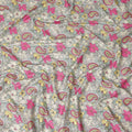 Light Grey Paisley Floral Printed Viscose Crepe Fabric Soft Lightweight Draping Multicolor Flower Paisley Print Dressmaking Sewing Apparel Fabric 110 Cms Width Made In India-D28396