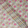 Light Grey Paisley Floral Printed Viscose Crepe Fabric Soft Lightweight Draping Multicolor Flower Paisley Print Dressmaking Sewing Apparel Fabric 110 Cms Width Made In India-D28396