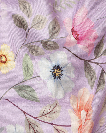 Lavender Floral Printed Viscose Crepe Fabric Soft Lightweight Draping Multicolor Botanical Flower Print Dressmaking Sewing Craft Apparel Fabric 110 Cms Width Made In India-D28395