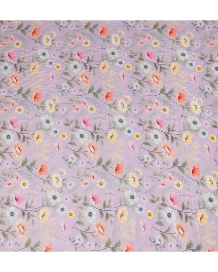 Lavender Floral Printed Viscose Crepe Fabric Soft Lightweight Draping Multicolor Botanical Flower Print Dressmaking Sewing Craft Apparel Fabric 110 Cms Width Made In India-D28395