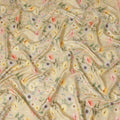 Beige Floral Printed Viscose Crepe Fabric Soft Lightweight Draping Multicolor Botanical Flower Print Dressmaking Sewing Craft Apparel Fabric 110 Cms Width Made In India-D28394