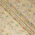 Beige Floral Printed Viscose Crepe Fabric Soft Lightweight Draping Multicolor Botanical Flower Print Dressmaking Sewing Craft Apparel Fabric 110 Cms Width Made In India-D28394