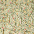 Sage Green Floral Printed Viscose Crepe Fabric Soft Lightweight Draping Multicolor Botanical Flower Print Dressmaking Sewing Craft Apparel Fabric 110 Cms Width Made In India-D28398