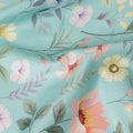Sky Blue Floral Printed Viscose Crepe Fabric Soft Lightweight Draping Multicolor Botanical Flower Print Dressmaking Sewing Craft Apparel Fabric 110 Cms Width Made In India-D28397
