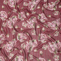 Red Pink Floral Rose Print Viscose Georgette Fabric Soft Lightweight Flowing Dressmaking Sewing Material Floral Grid Design Printed Fabric 110 Cms Width Made in India-D28219