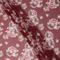 Red Pink Floral Rose Print Viscose Georgette Fabric Soft Lightweight Flowing Dressmaking Sewing Material Floral Grid Design Printed Fabric 110 Cms Width Made in India-D28219