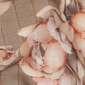 Brown Peach Floral Rose Print Viscose Georgette Fabric Soft Lightweight Flowing Dressmaking Sewing Material Floral Grid Design Printed Fabric 110 Cms Width Made in India-D28216