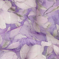 Purple White Floral Blossom Print Viscose Georgette Fabric Soft Lightweight Flowing Dressmaking Sewing Material Botanical Flower Printed Fabric 110 Cms Width Made in India-D28217