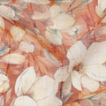 Terracotta Orange Magnolia Floral Botanical Print Viscose Georgette Fabric Soft Lightweight Flowing Elegant Floral Dressmaking Sewing Material 110 Cms Width Made in India-D28241