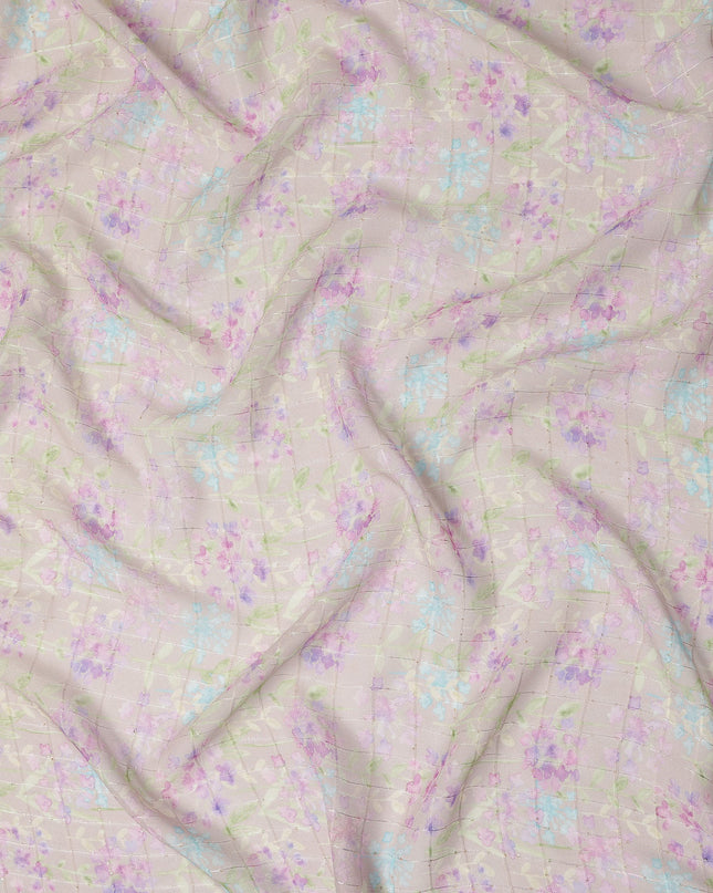 Beige Pastel Floral Botanical Print Viscose Georgette Fabric Soft Lightweight Flowing Dressmaking Sewing Material Delicate Floral Printed Fabric 110 Cms Width Made in India-D28229