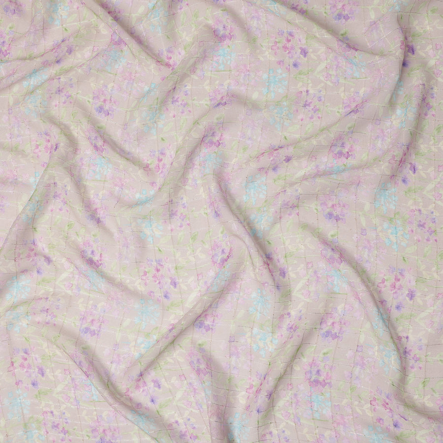 Beige Pastel Floral Botanical Print Viscose Georgette Fabric Soft Lightweight Flowing Dressmaking Sewing Material Delicate Floral Printed Fabric 110 Cms Width Made in India-D28229