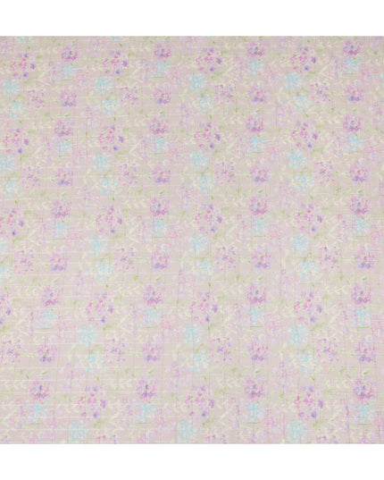 Beige Pastel Floral Botanical Print Viscose Georgette Fabric Soft Lightweight Flowing Dressmaking Sewing Material Delicate Floral Printed Fabric 110 Cms Width Made in India-D28229