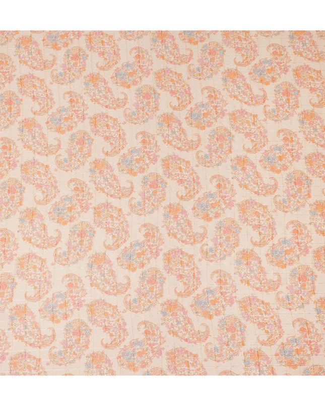 Beige Peach Paisley Floral Print Viscose Georgette Fabric Soft Lightweight Flowing Dressmaking Sewing Material Ornamental Paisley Printed Fabric 110 Cms Width Made in India-D28227