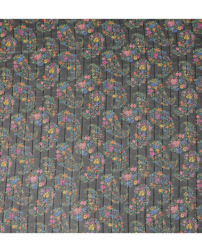 Black Multicolor Floral Paisley Print Viscose Georgette Fabric Soft Lightweight Flowing Dressmaking Sewing Material Ornamental Floral Paisley Fabric 110 Cms Width Made in India-D28228