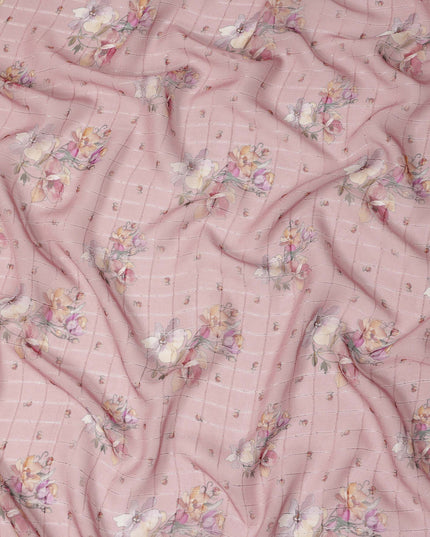 Dusty Rose Vintage Floral Bouquet Print Viscose Georgette Fabric Soft Lightweight Flowing Dressmaking Sewing Material Elegant Botanical Printed Fabric 110 Cms Width Made in India-D28237 - Regal Fabrics