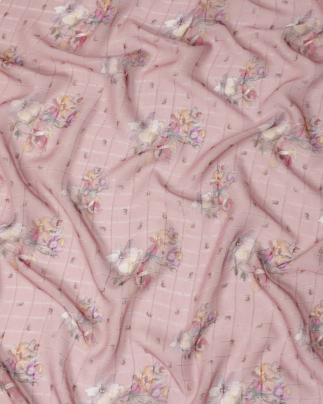 Dusty Rose Vintage Floral Bouquet Print Viscose Georgette Fabric Soft Lightweight Flowing Dressmaking Sewing Material Elegant Botanical Printed Fabric 110 Cms Width Made in India-D28237