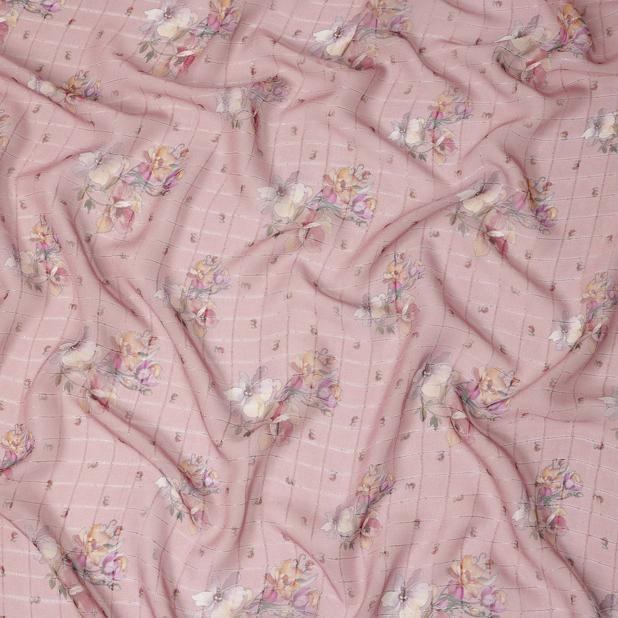 Dusty Rose Vintage Floral Bouquet Print Viscose Georgette Fabric Soft Lightweight Flowing Dressmaking Sewing Material Elegant Botanical Printed Fabric 110 Cms Width Made in India-D28237 - Regal Fabrics