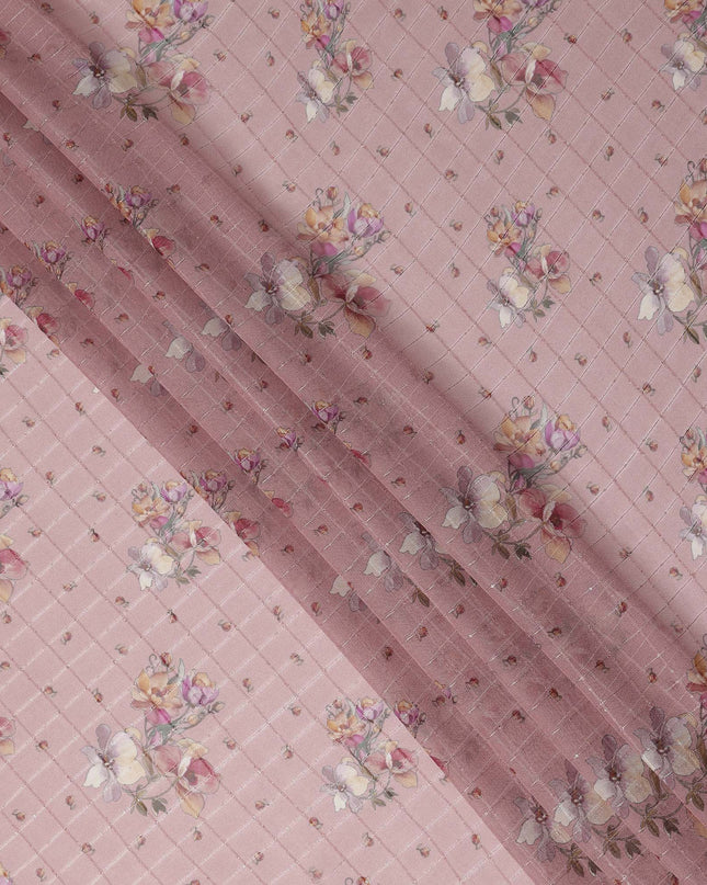 Dusty Rose Vintage Floral Bouquet Print Viscose Georgette Fabric Soft Lightweight Flowing Dressmaking Sewing Material Elegant Botanical Printed Fabric 110 Cms Width Made in India-D28237