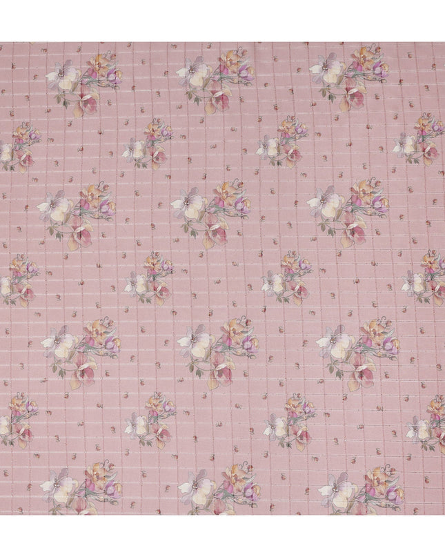 Dusty Rose Vintage Floral Bouquet Print Viscose Georgette Fabric Soft Lightweight Flowing Dressmaking Sewing Material Elegant Botanical Printed Fabric 110 Cms Width Made in India-D28237