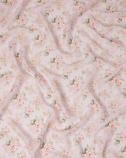Pink Floral Bouquet Print Viscose Georgette Fabric Soft Lightweight Breathable Draping Material for Dresses Scarves Blouses Craft Sewing Fabric 110 Cms Width Made in India-D28215