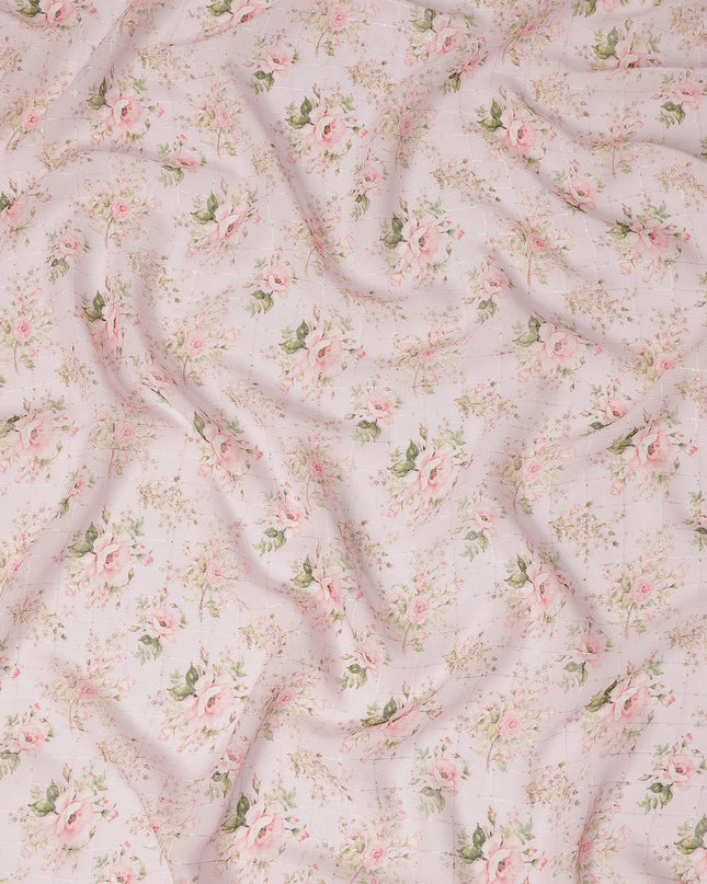 Pink Floral Bouquet Print Viscose Georgette Fabric Soft Lightweight Breathable Draping Material for Dresses Scarves Blouses Craft Sewing Fabric 110 Cms Width Made in India-D28215