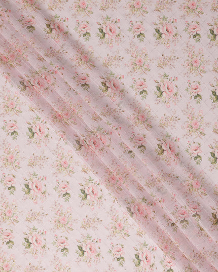 Pink Floral Bouquet Print Viscose Georgette Fabric Soft Lightweight Breathable Draping Material for Dresses Scarves Blouses Craft Sewing Fabric 110 Cms Width Made in India-D28215