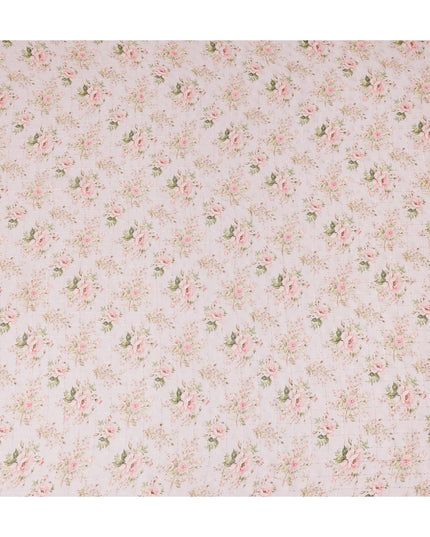 Pink Floral Bouquet Print Viscose Georgette Fabric Soft Lightweight Breathable Draping Material for Dresses Scarves Blouses Craft Sewing Fabric 110 Cms Width Made in India-D28215