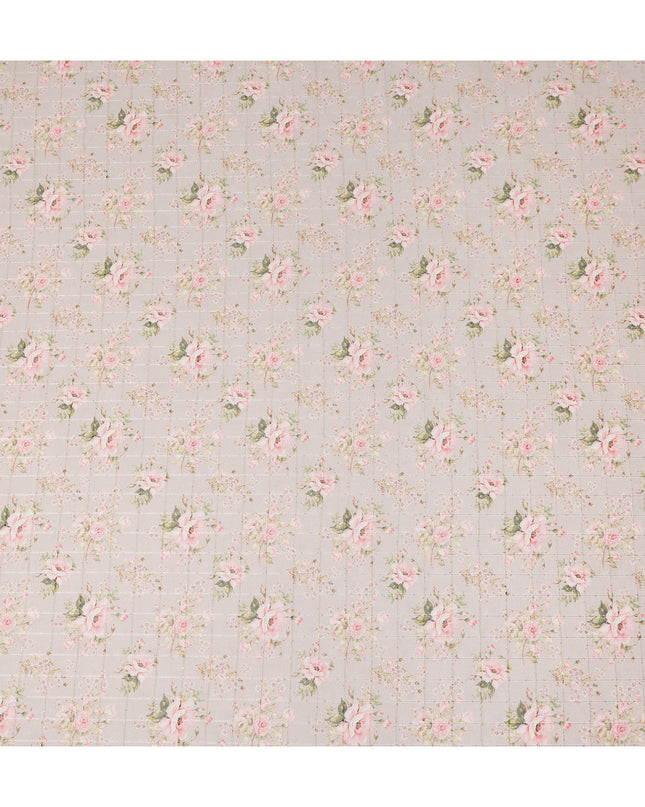 Beige Vintage Rose Floral Bouquet Print Viscose Georgette Fabric Soft Lightweight Flowing Botanical Dressmaking Sewing Material Delicate Floral Printed Fabric 110 Cms Width Made in India-D28238