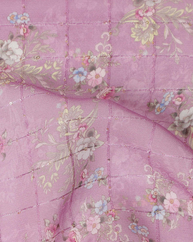 Pink Delicate Ditsy Floral Bouquet Print Viscose Georgette Fabric Soft Lightweight Flowing Dressmaking Sewing Material Botanical Flower Printed Fabric 110 Cms Width Made in India-D28223